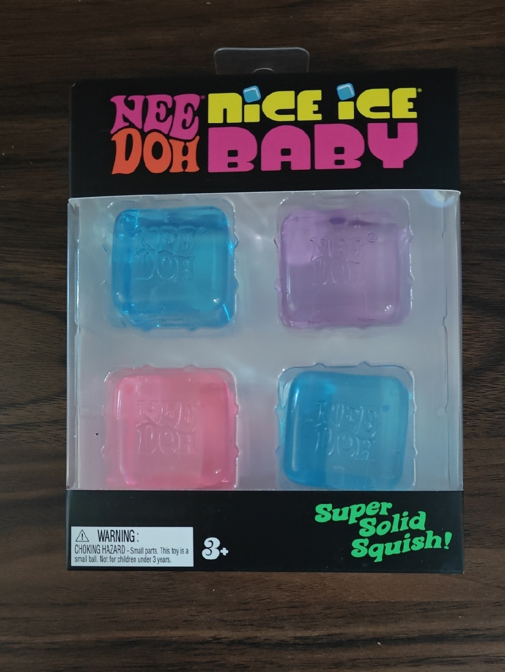 NeeDoh Nice Ice Baby Super Solid Squish 4-Pack - Blue, Purple, Pink
